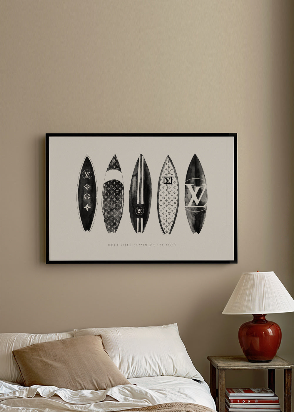 LV Surfboards - Framed poster in an interior