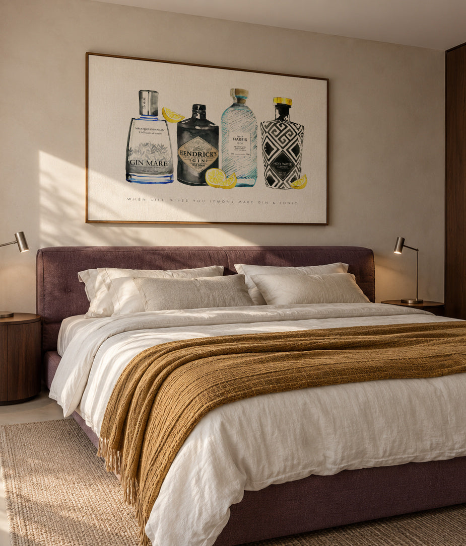 Gin lemons - Framed canvas in an interior