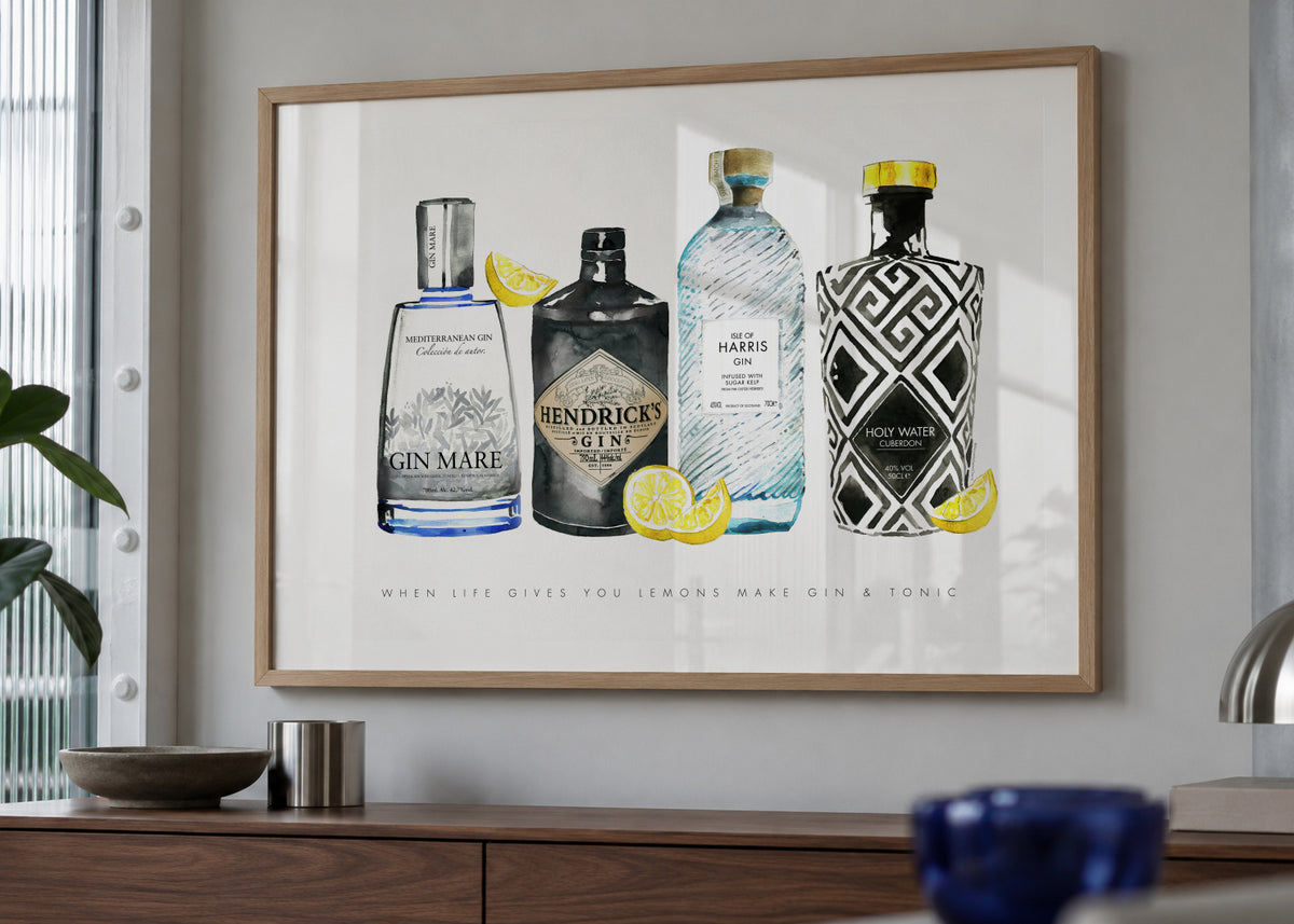 Gin lemons - Framed poster in an interior