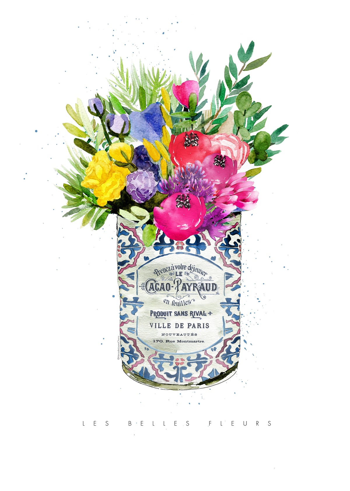 Summer Florals Vintage Can - Unframed art print