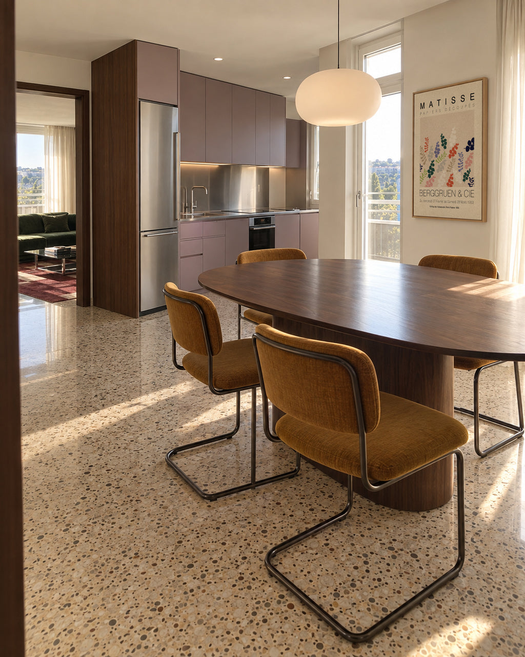 Matisse Multi Clrd Leaves - Framed canvas in an interior