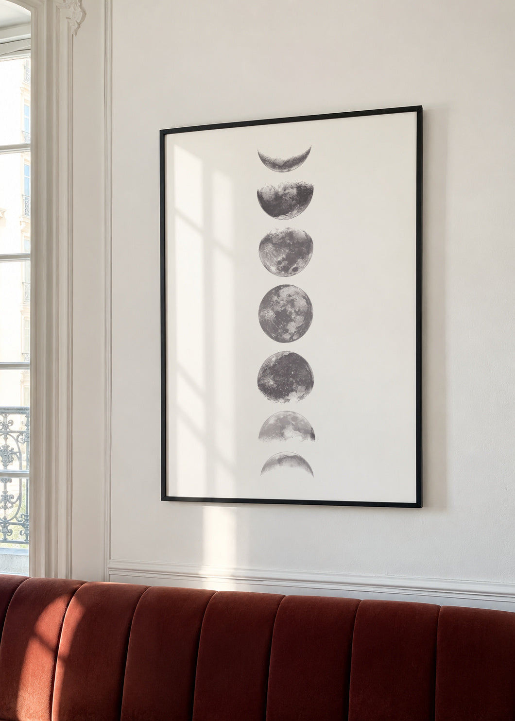 Phases of the moon - Framed poster in an interior