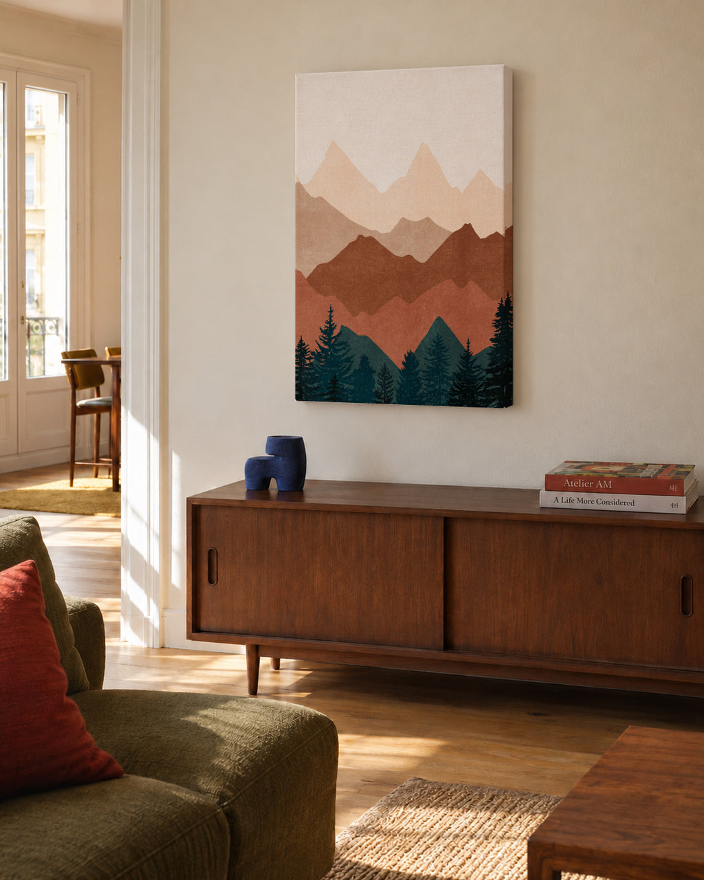Sunset Peaks 1 - Unframed canvas in an interior
