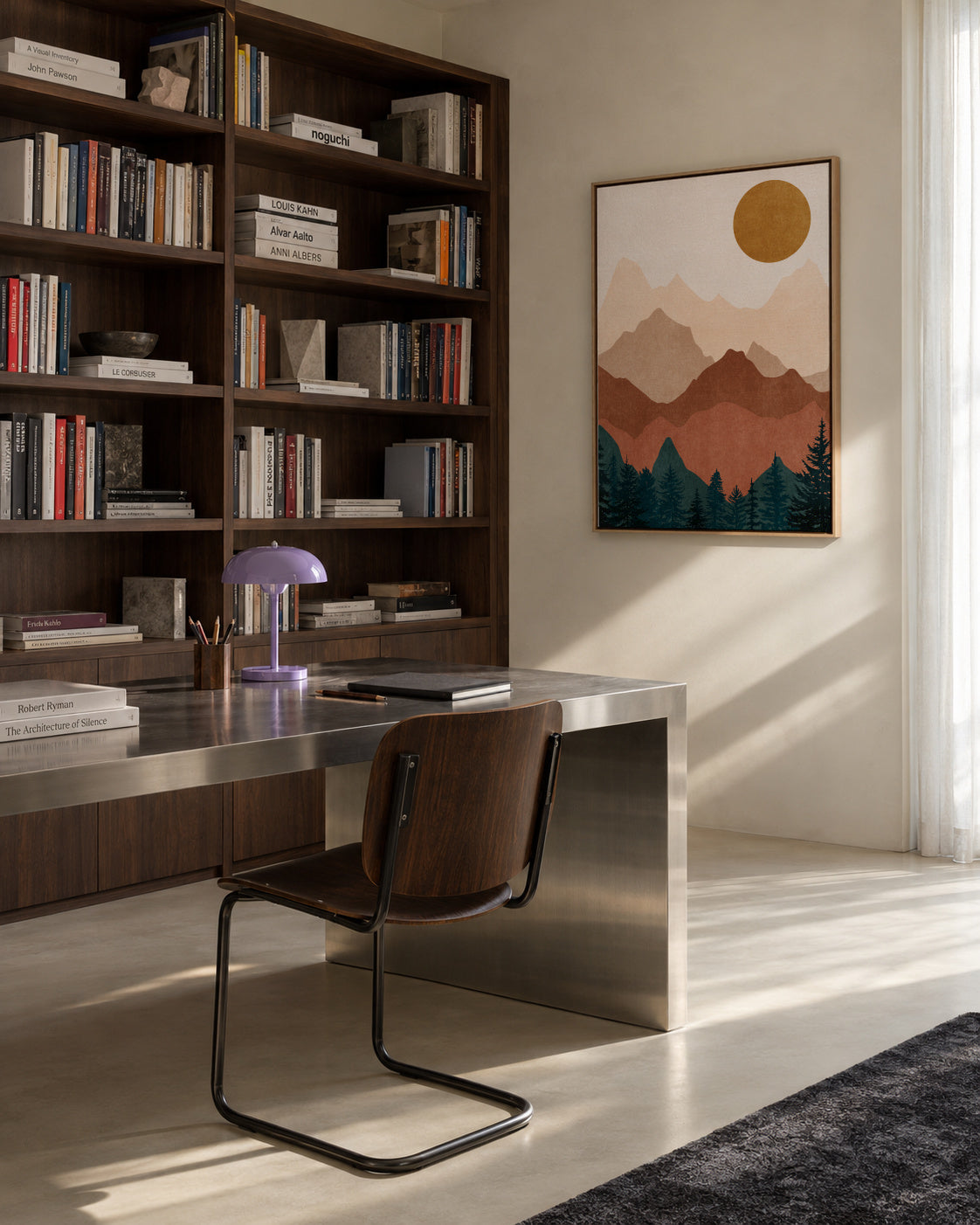 Sunset Peaks 2 - Framed canvas in an interior
