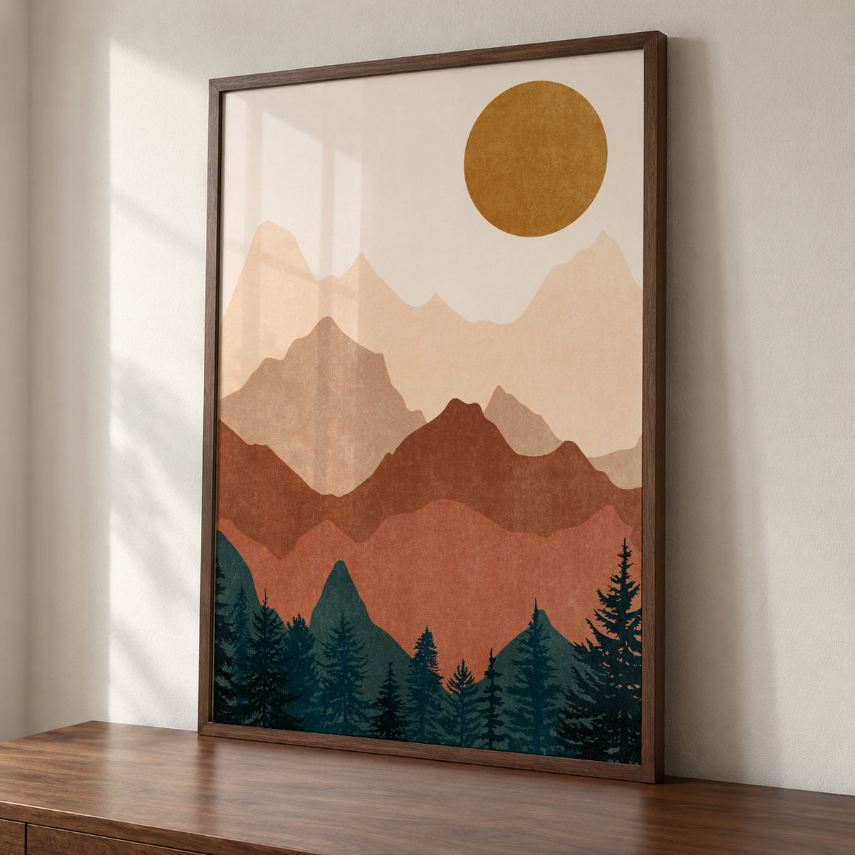 Sunset Peaks 2 - Framed poster detail