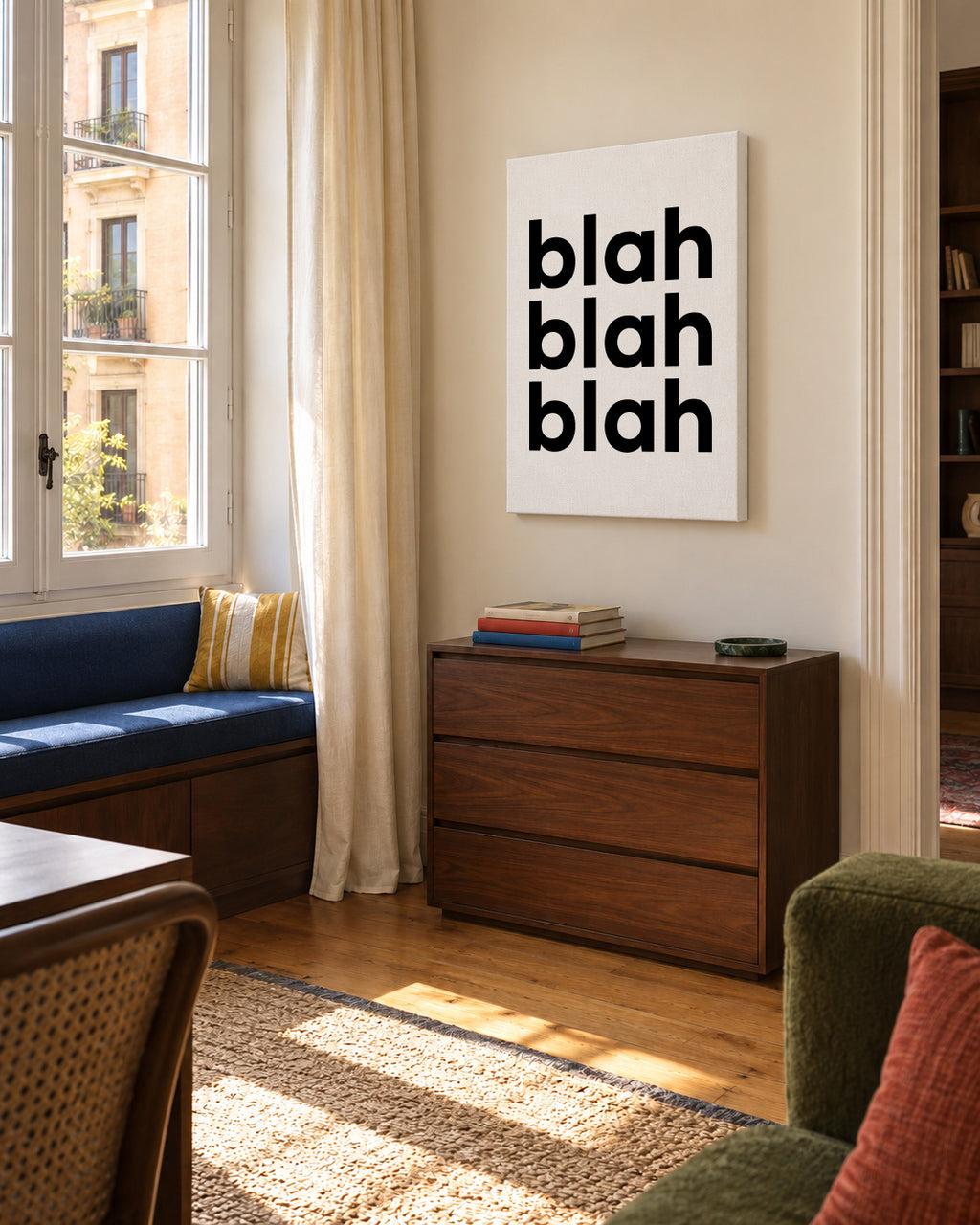 Blah Blah Blah - Unframed canvas in an interior