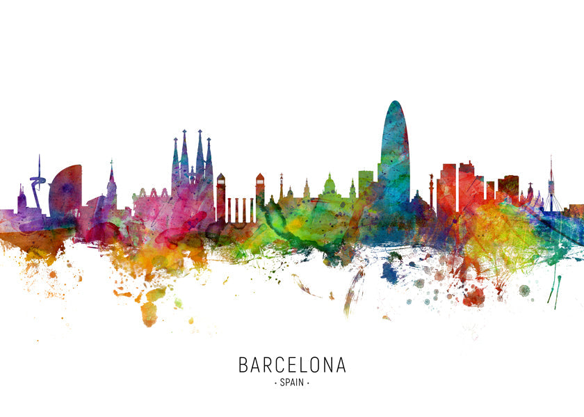 Barcelona skyline multicoloré
