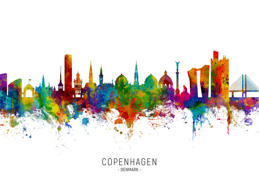 Copenhagen skyline multicoloré