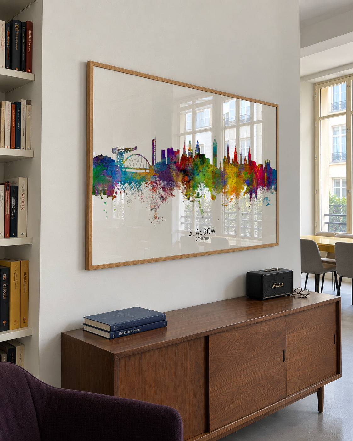 Glasgow Skyline multicolor - Framed poster in an interior