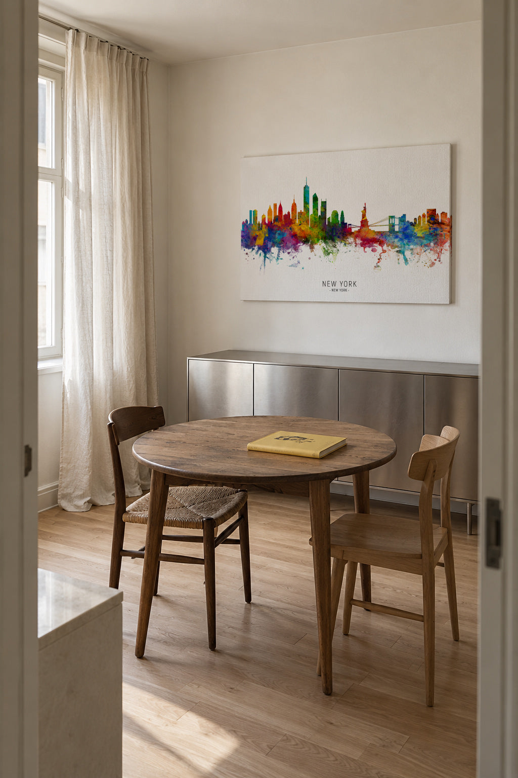 New York Skyline multicolor - Unframed canvas in an interior