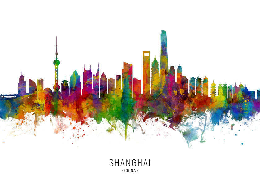 Shanghai skyline multicoloré