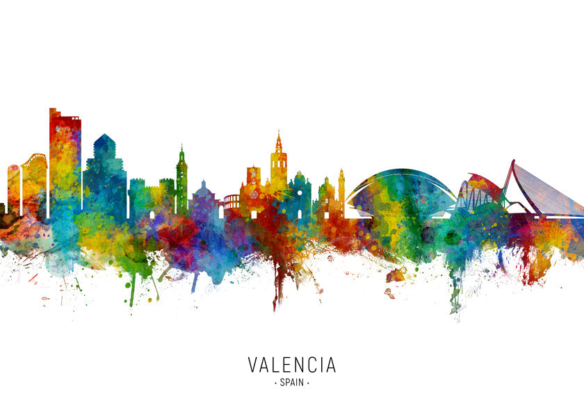 Valencia skyline multicoloré