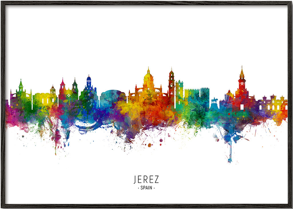 Jerez skyline multicoloré