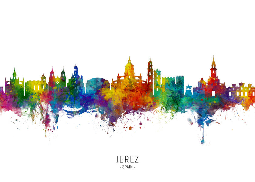 Jerez skyline multicoloré