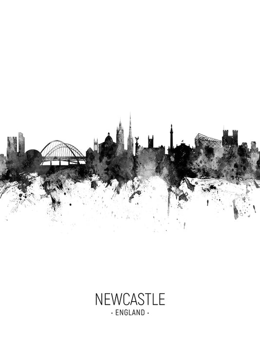 Newcastle skyline noir et blanc