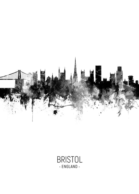 Bristol skyline noir et blanc