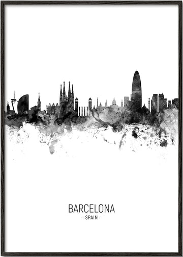 Barcelona skyline noir et blanc