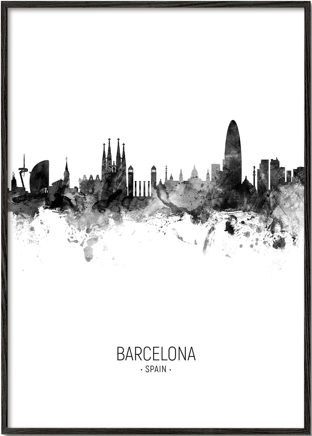 Barcelona skyline noir et blanc
