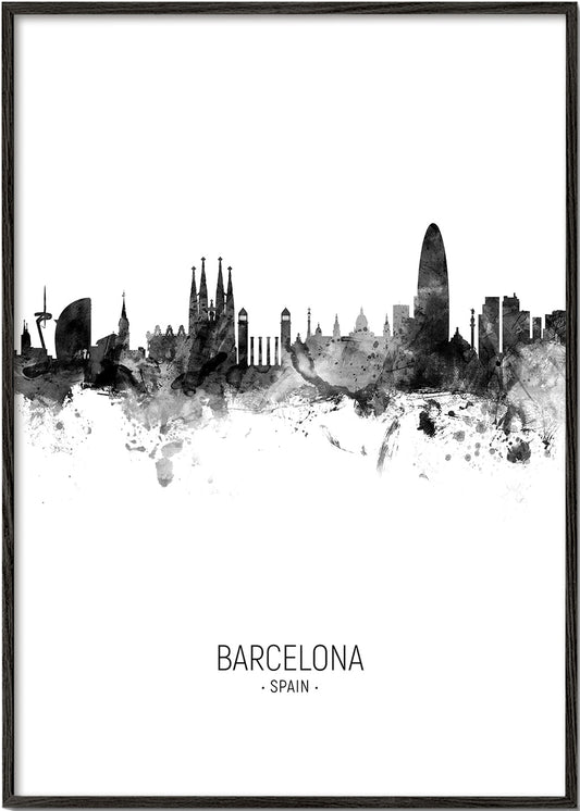 Barcelona skyline noir et blanc