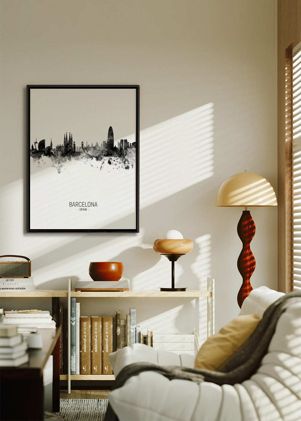 Barcelona skyline noir et blanc