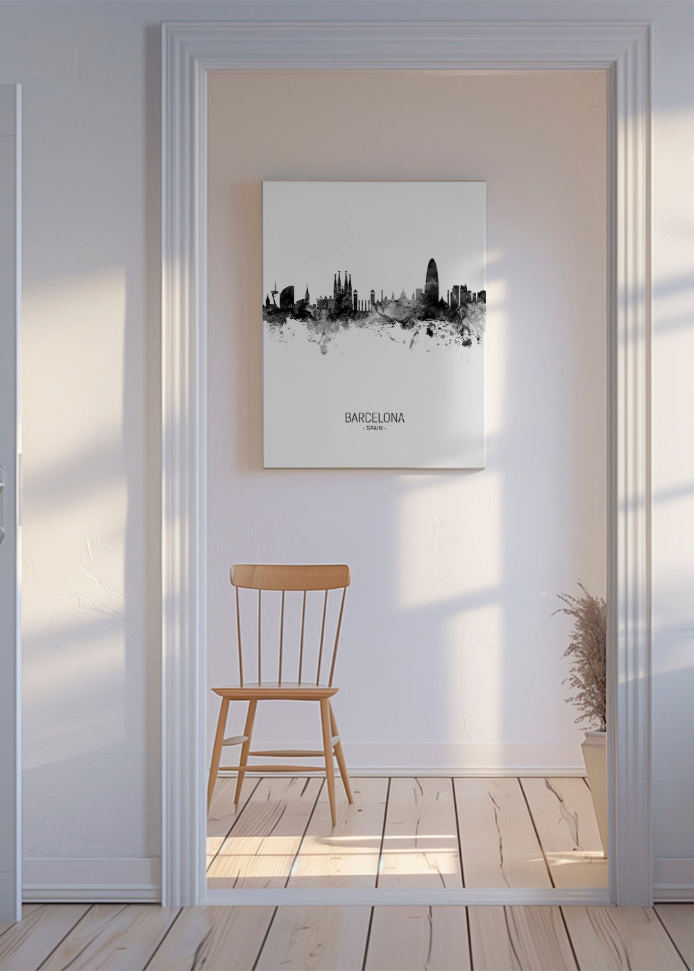 Barcelona skyline noir et blanc