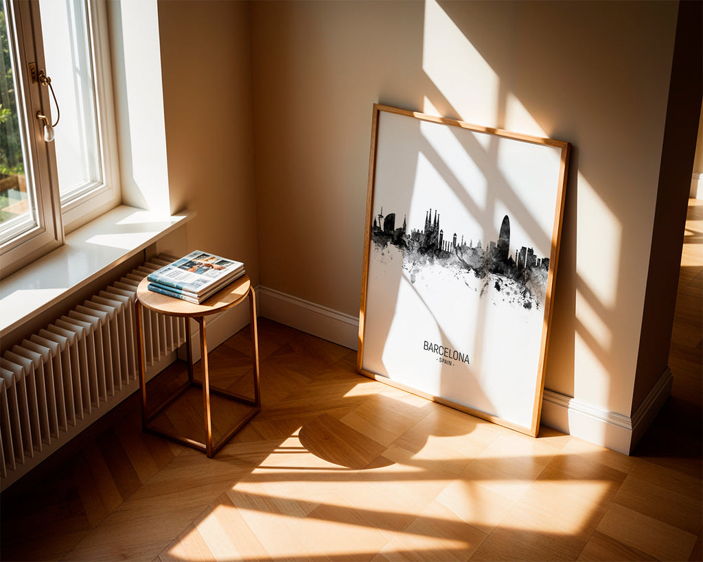 Barcelona skyline noir et blanc