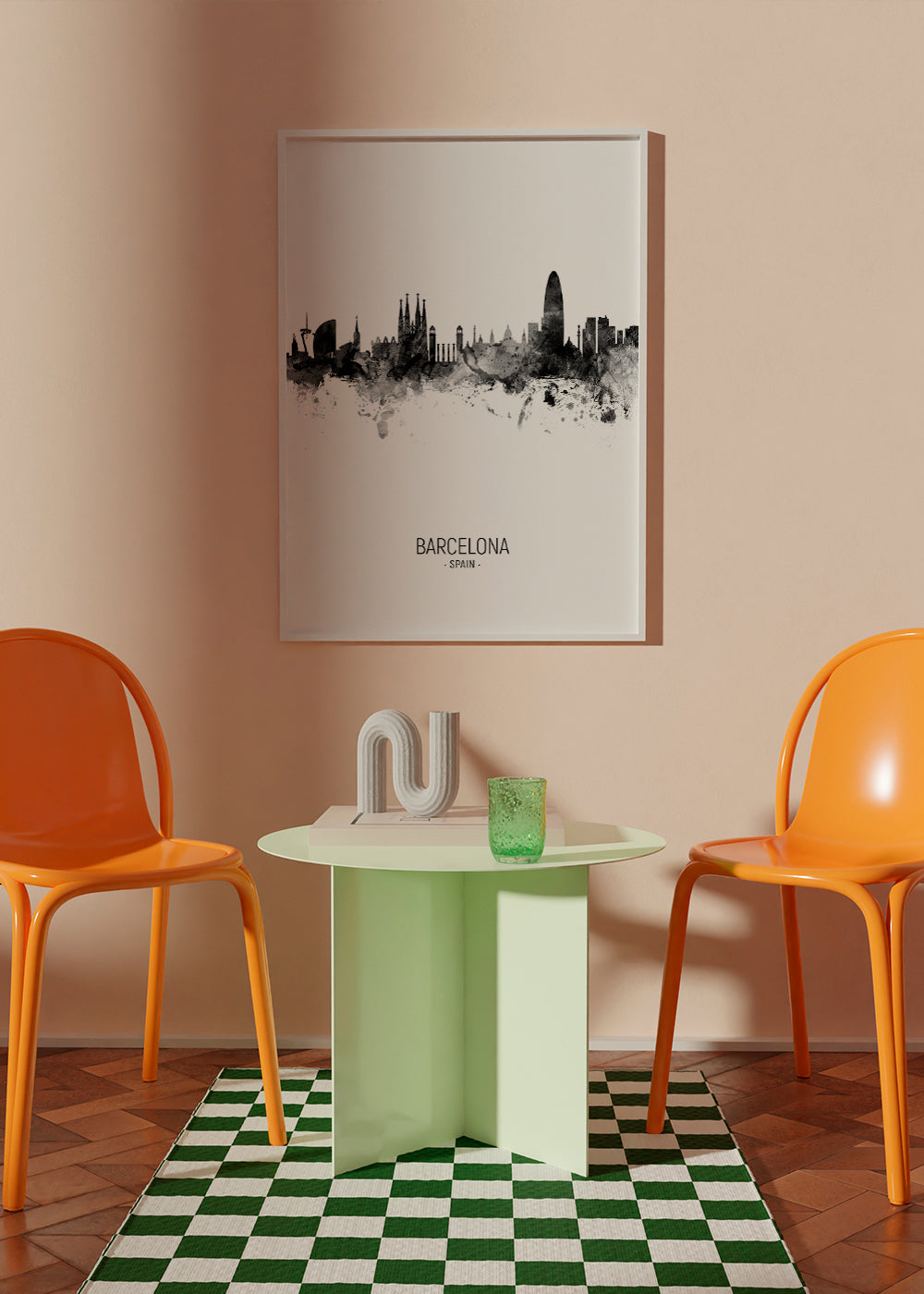 Barcelona skyline noir et blanc