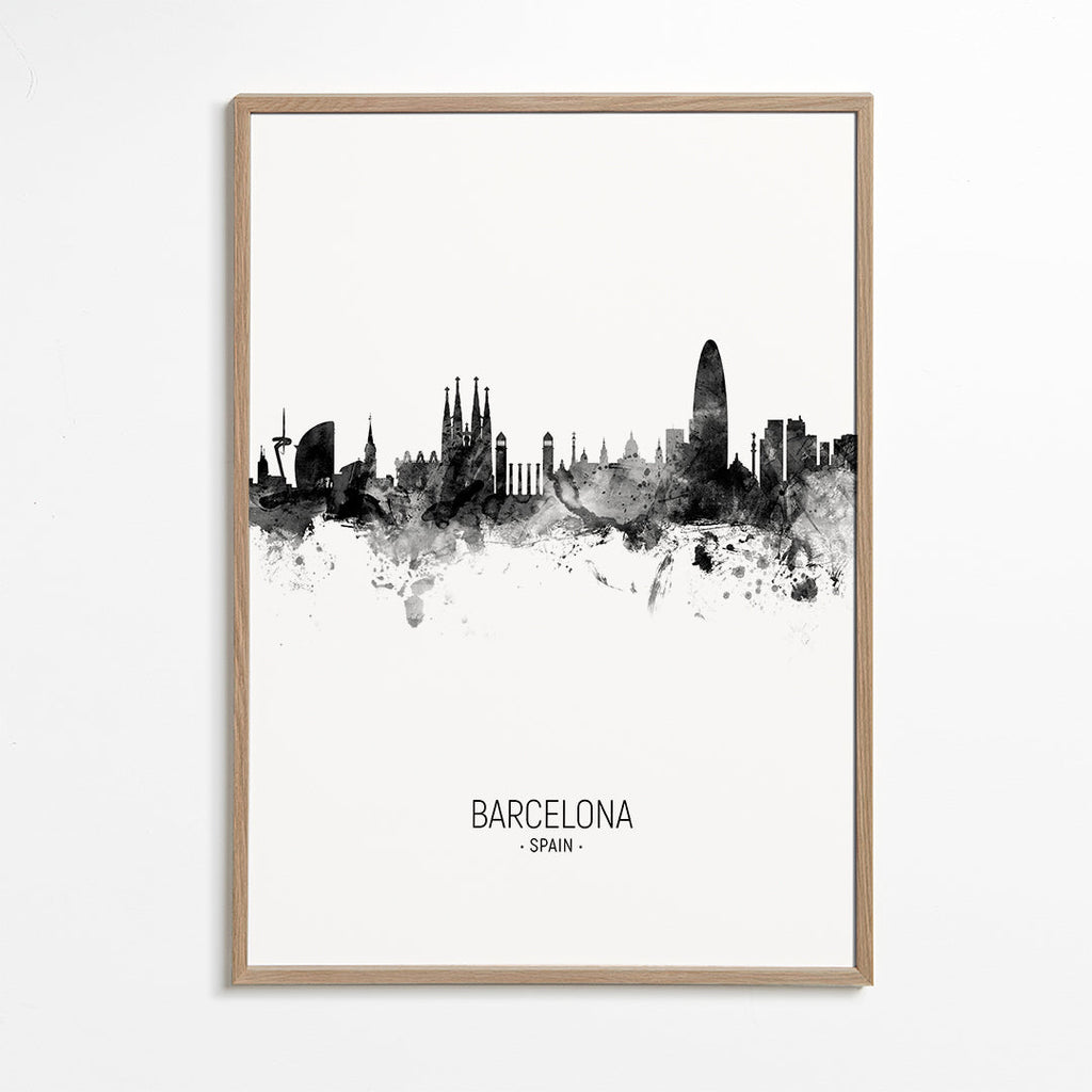 Barcelona skyline noir et blanc