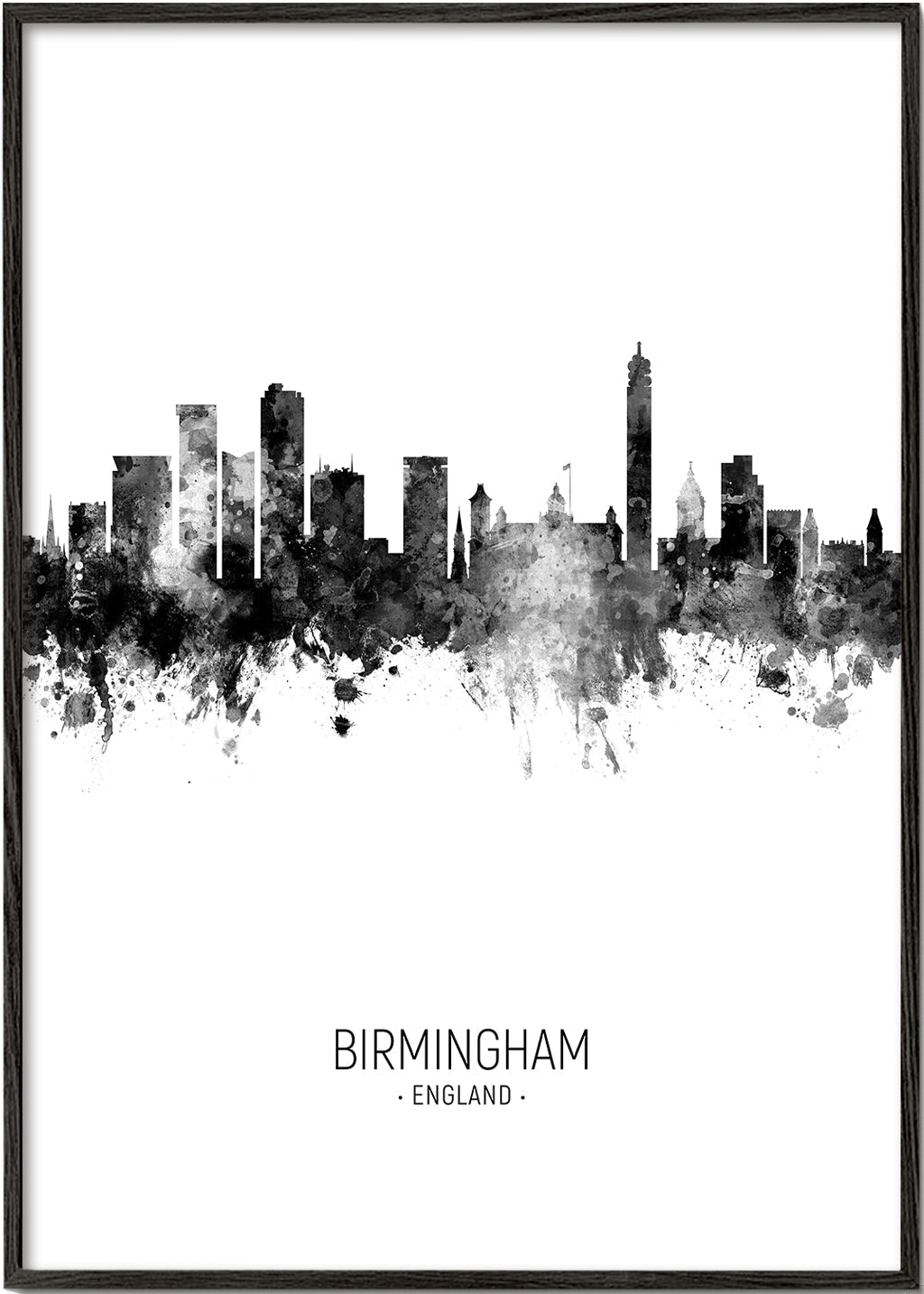 Birmingham skyline noir et blanc