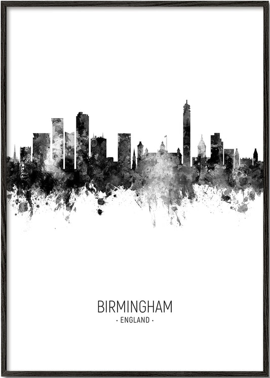 Birmingham skyline noir et blanc