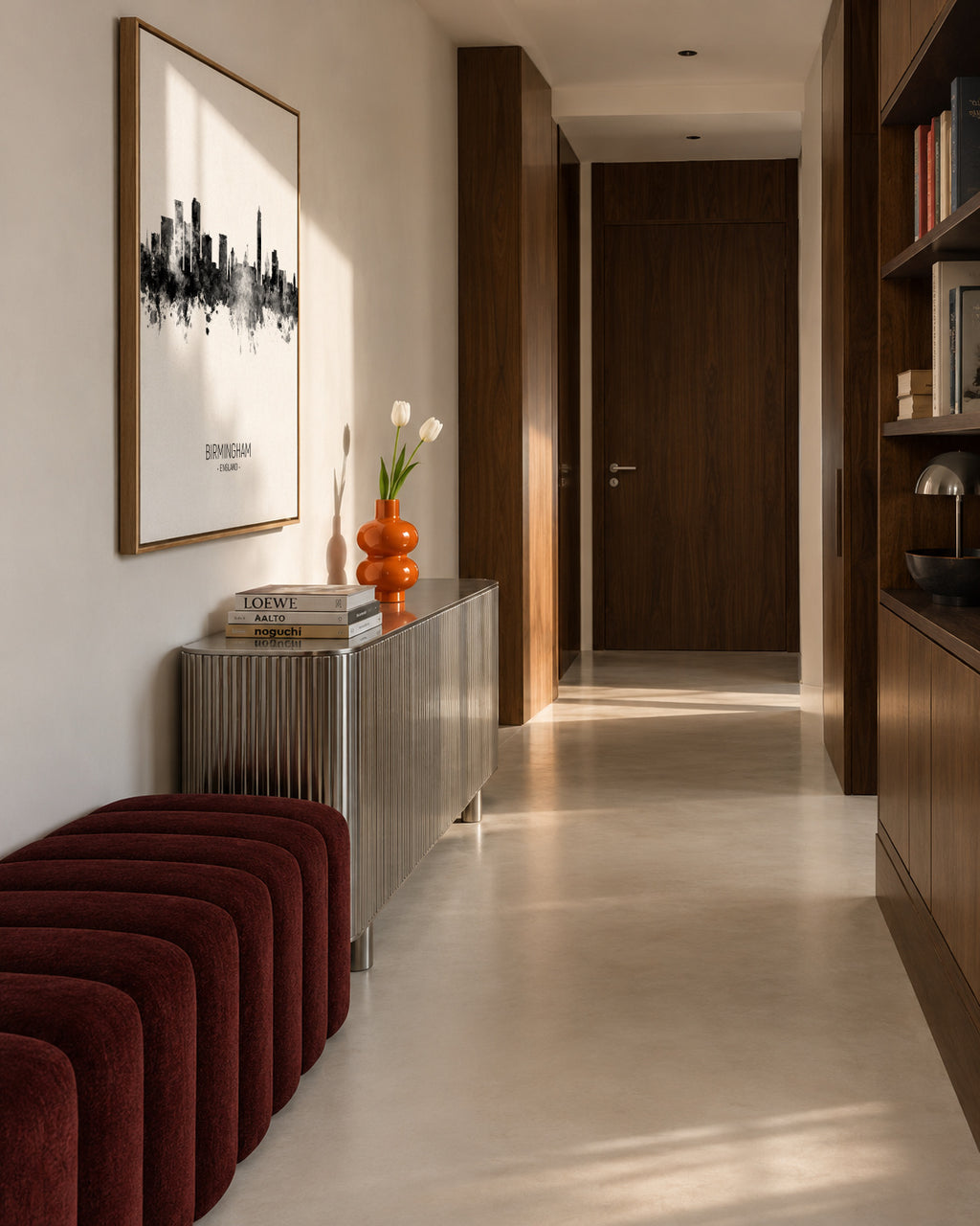 Birmingham Skyline en blanco y negro - Framed canvas in an interior