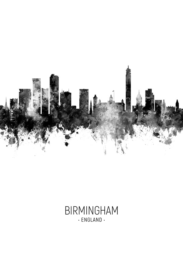 Birmingham skyline noir et blanc