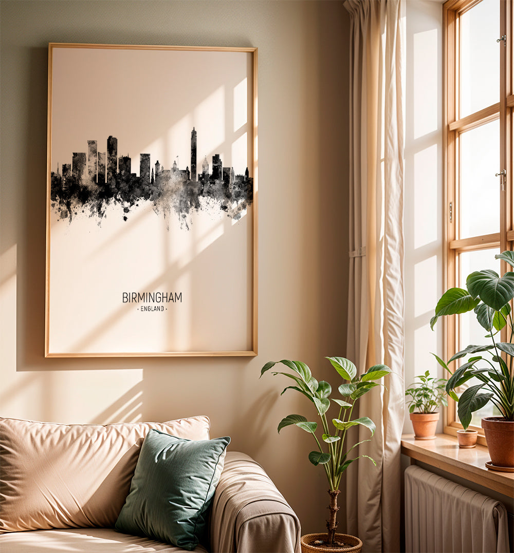 Birmingham skyline noir et blanc