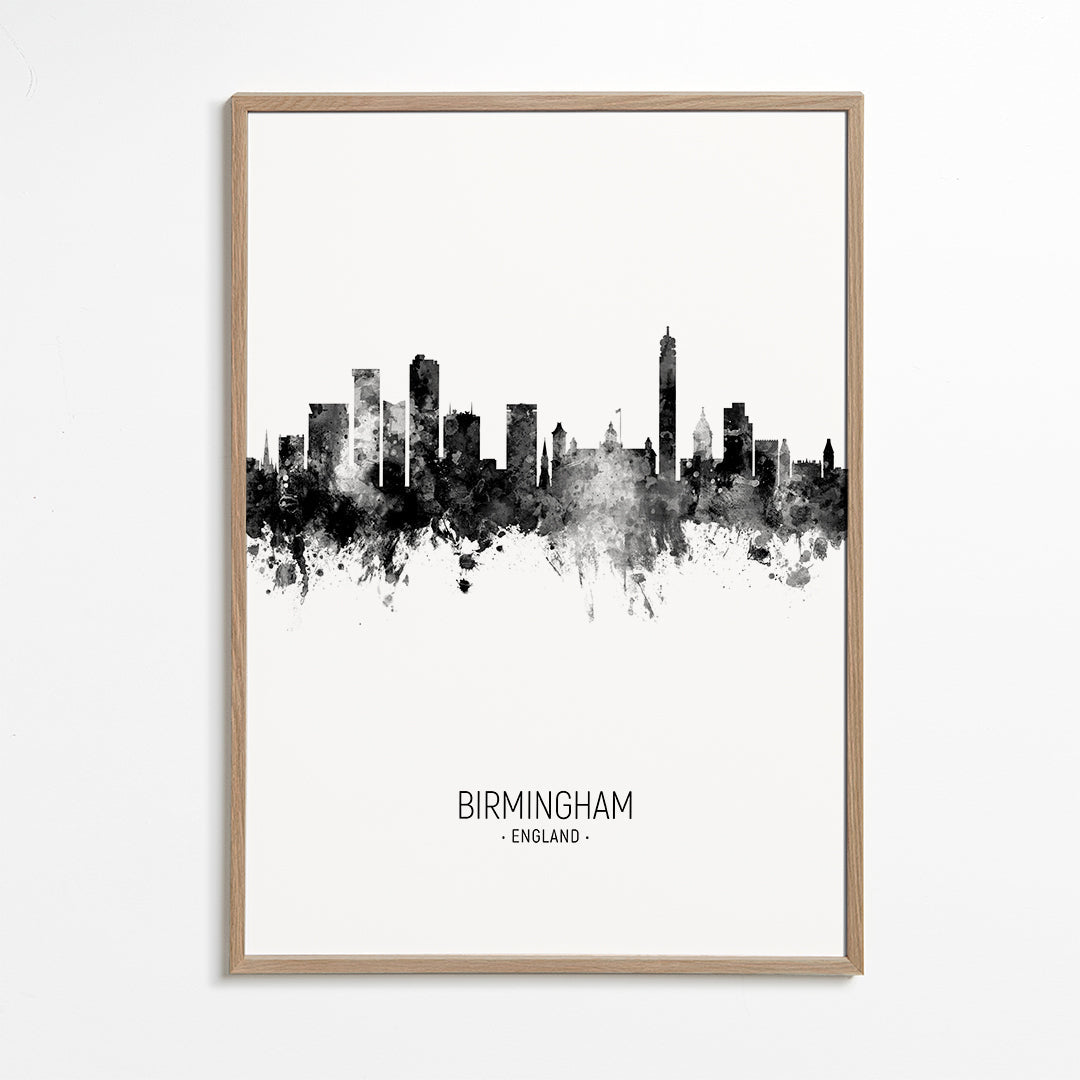 Birmingham skyline noir et blanc