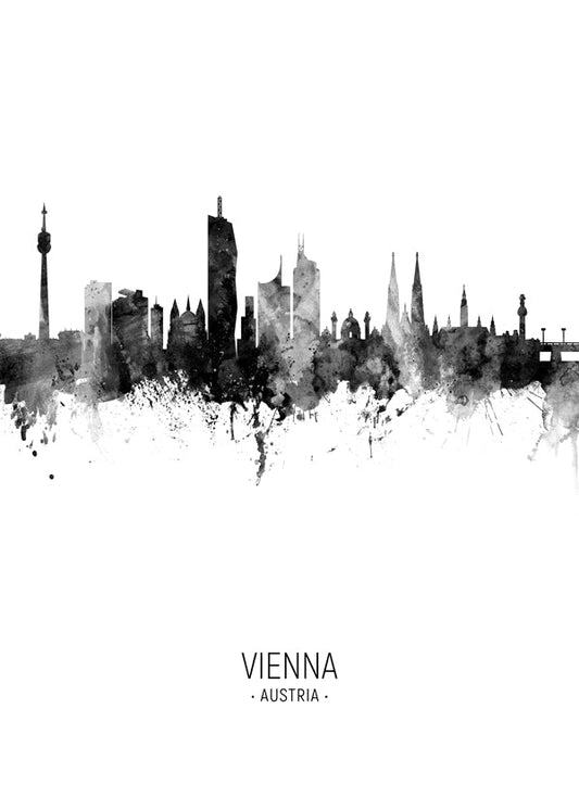 Vienna skyline noir et blanc