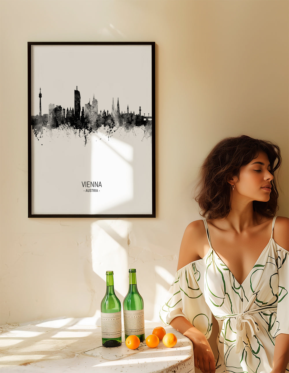 Vienna skyline noir et blanc