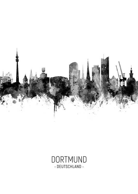 Dortmund skyline noir et blanc