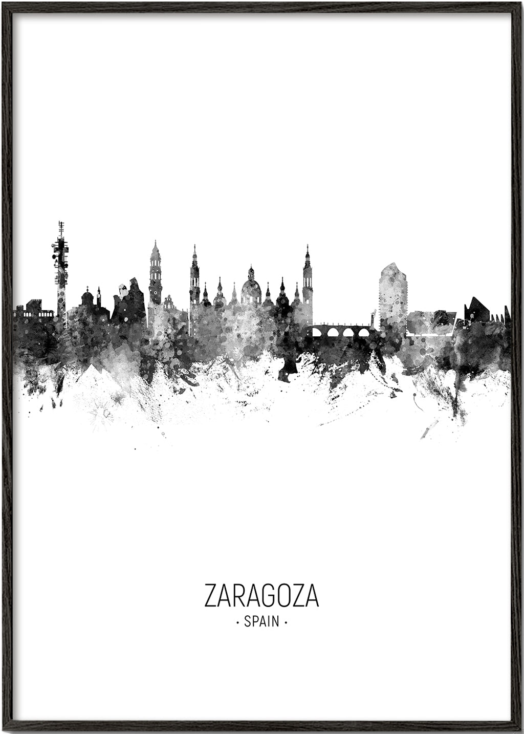 Zaragoza skyline noir et blanc