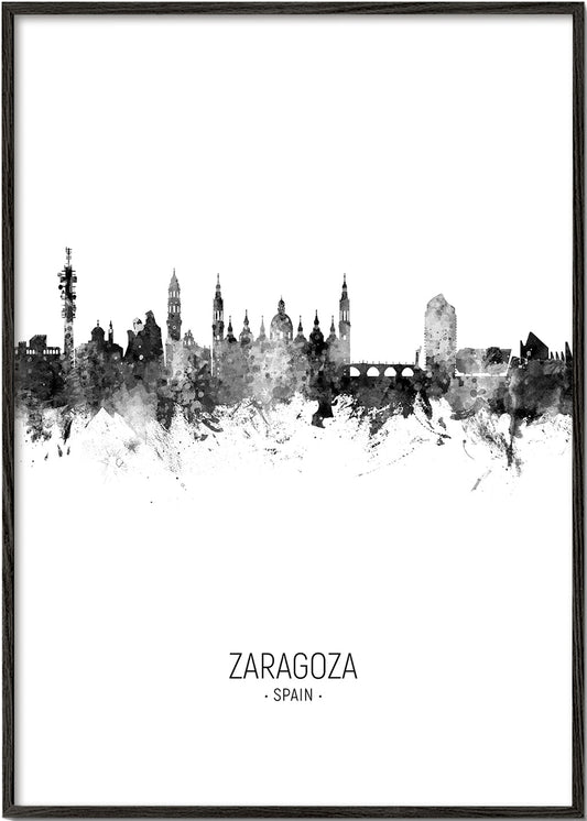 Zaragoza skyline noir et blanc
