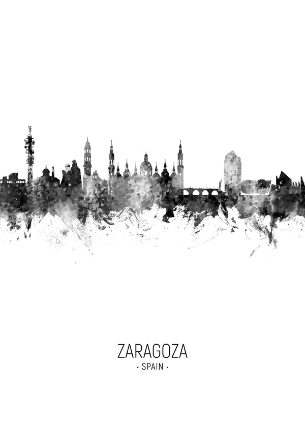 Zaragoza skyline noir et blanc