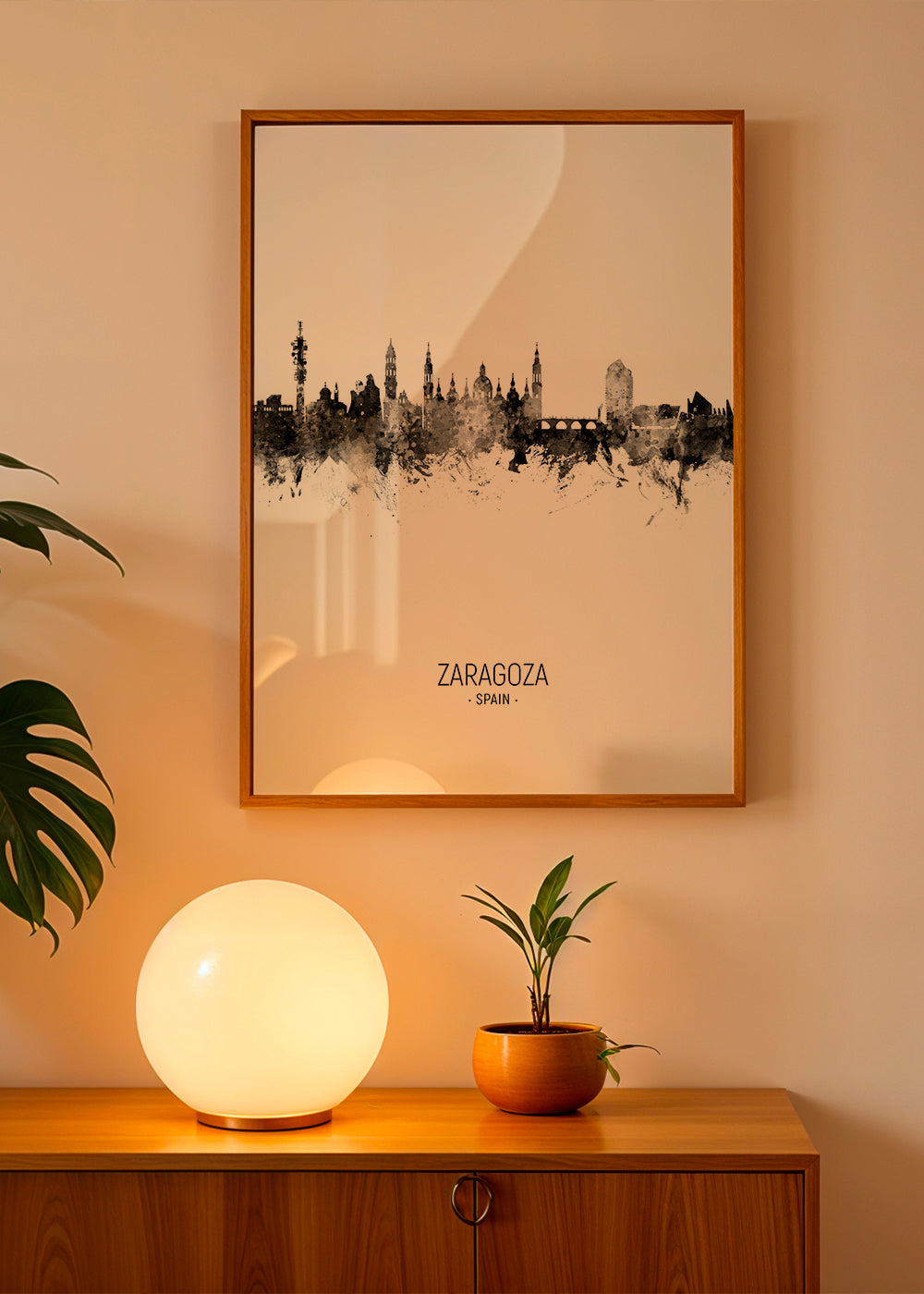 Zaragoza skyline noir et blanc