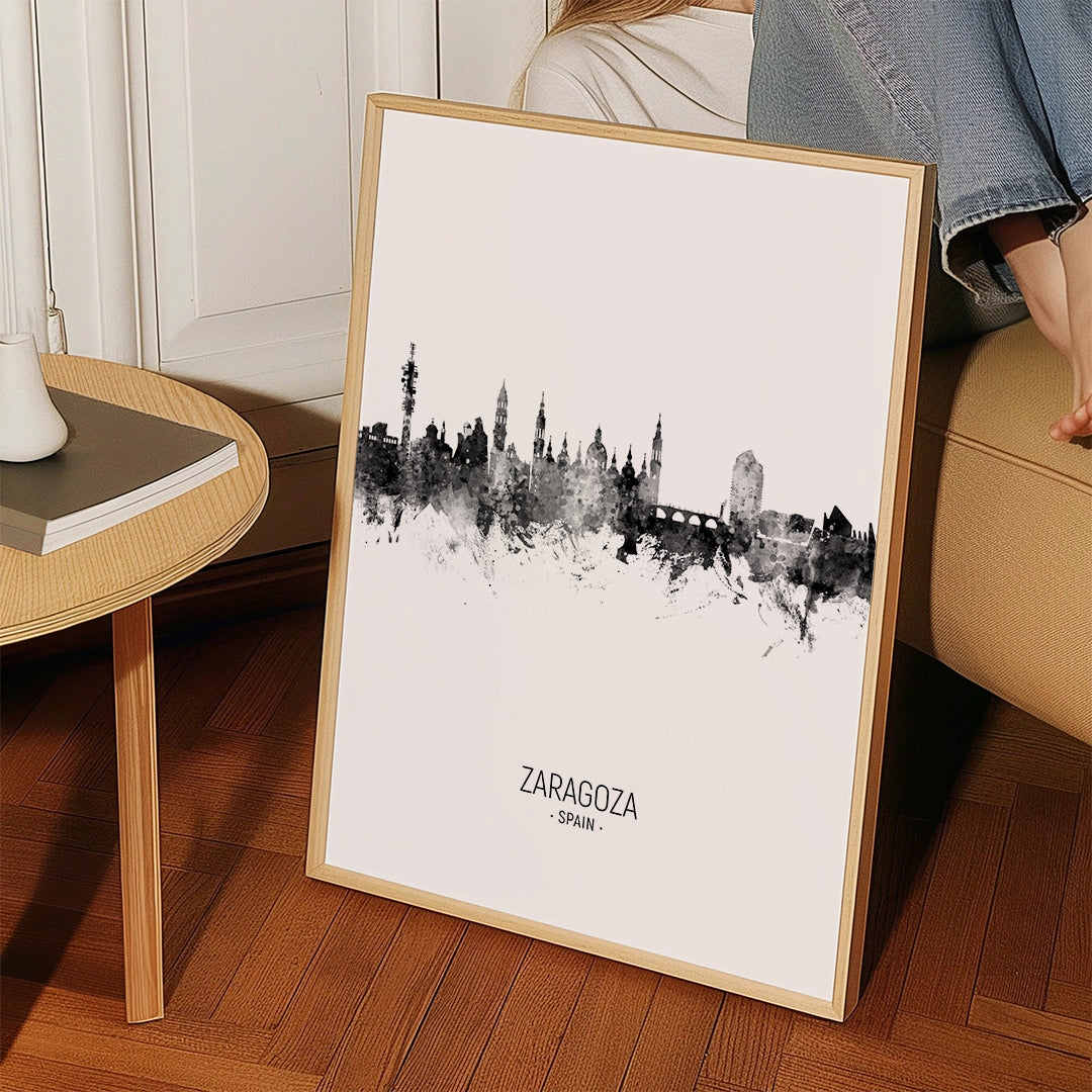 Zaragoza skyline noir et blanc