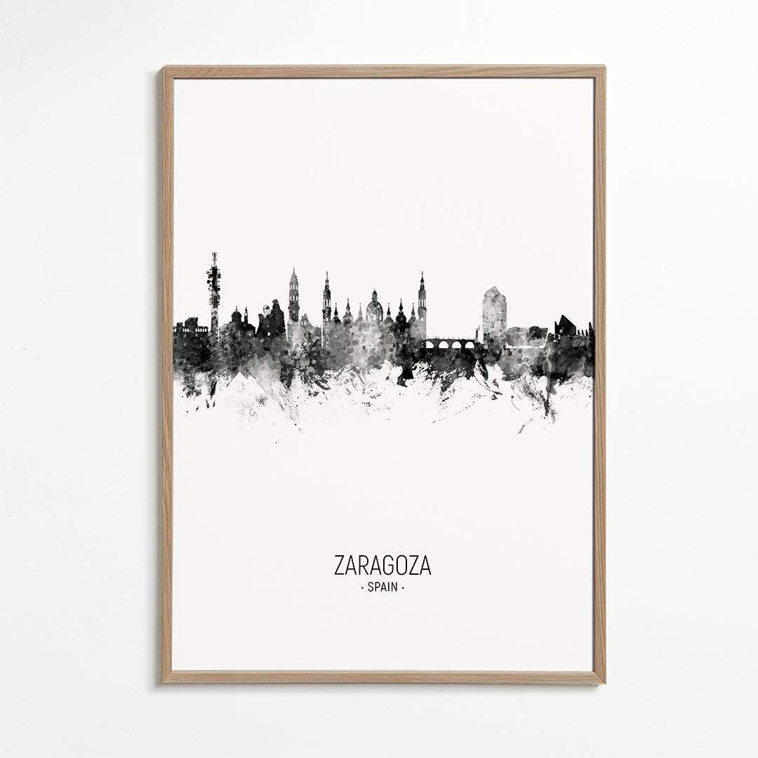 Zaragoza skyline noir et blanc