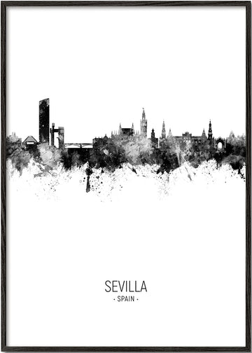 Sevilla skyline noir et blanc