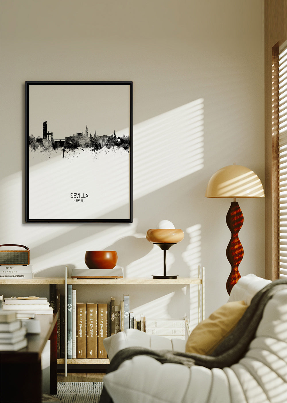 Sevilla skyline noir et blanc