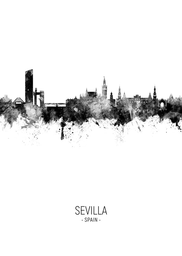 Sevilla skyline noir et blanc