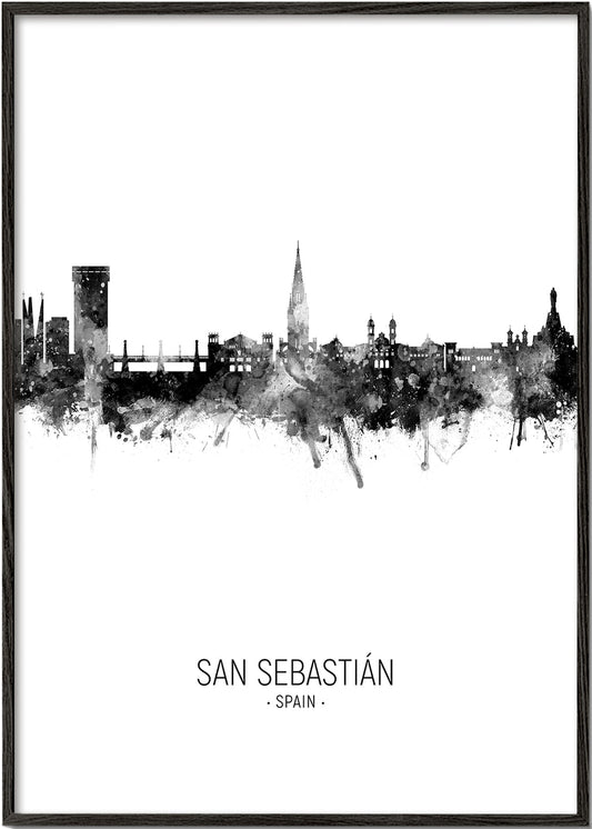 San Sebastián skyline noir et blanc