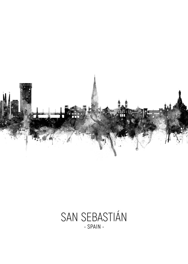 San Sebastián skyline noir et blanc