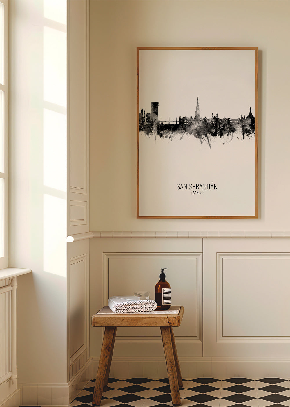 San Sebastián skyline noir et blanc