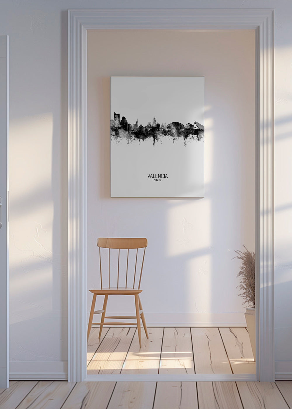 Valencia skyline noir et blanc